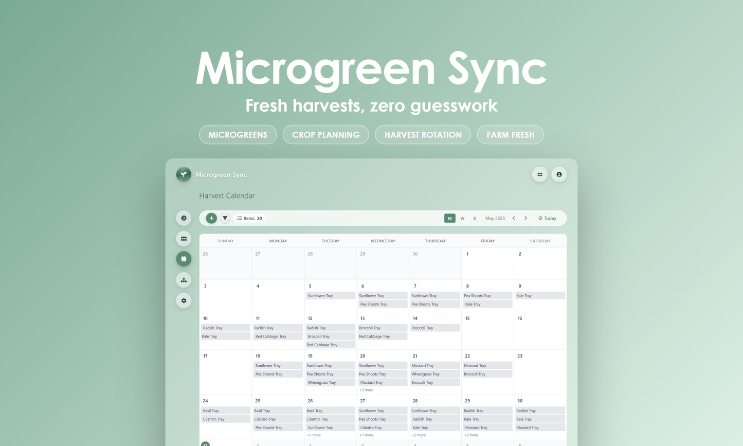 Microgreen Sync - Calendar