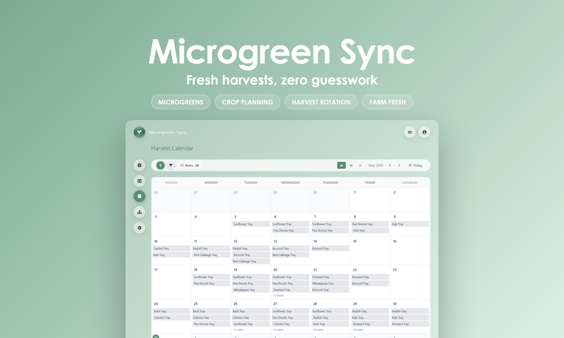 Microgreen Sync - Calendar