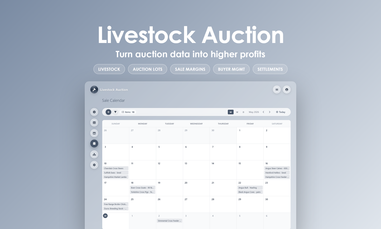 Livestock Auction - Calendar