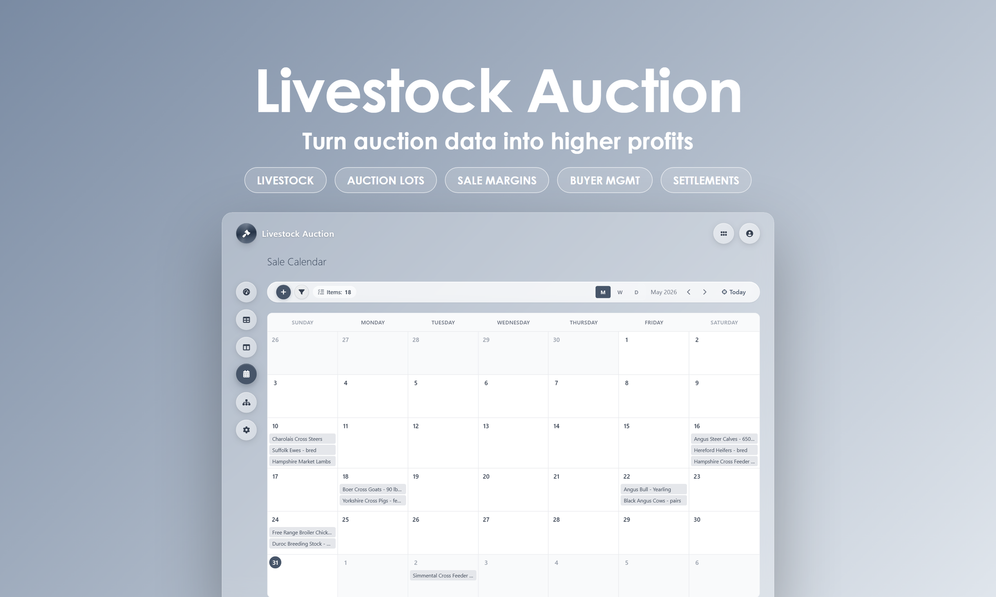 Livestock Auction - Calendar