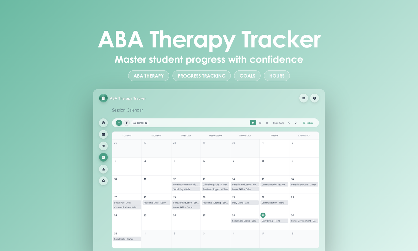 ABA Therapy Tracker - Calendar