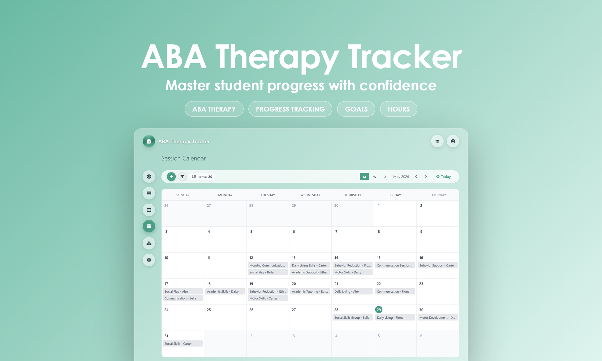 ABA Therapy Tracker - Calendar