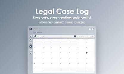Legal Case Log - Calendar