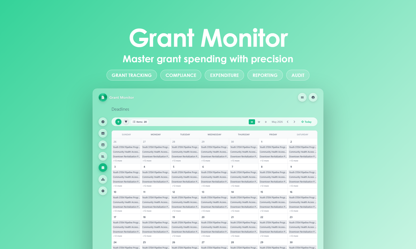 Grant Monitor - Calendar
