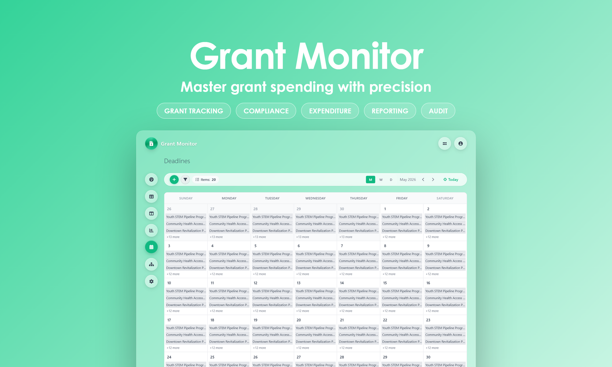 Grant Monitor - Calendar