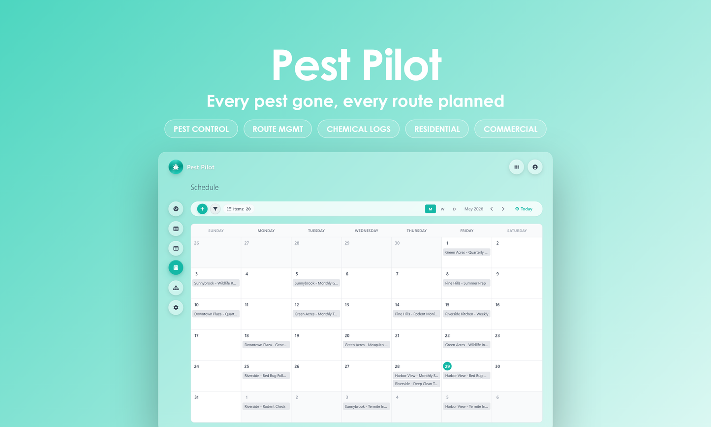 Pest Pilot - Calendar