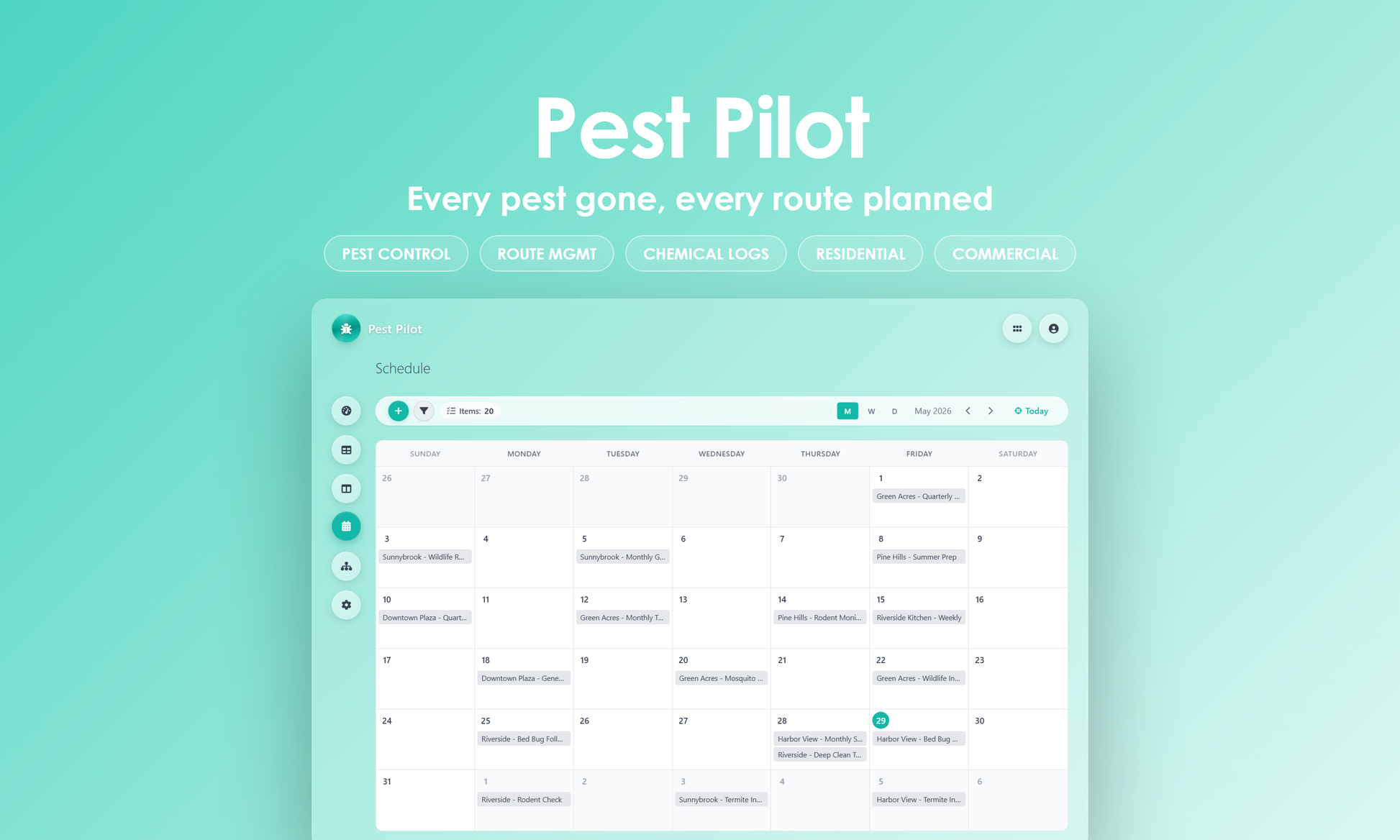 Pest Pilot - Calendar