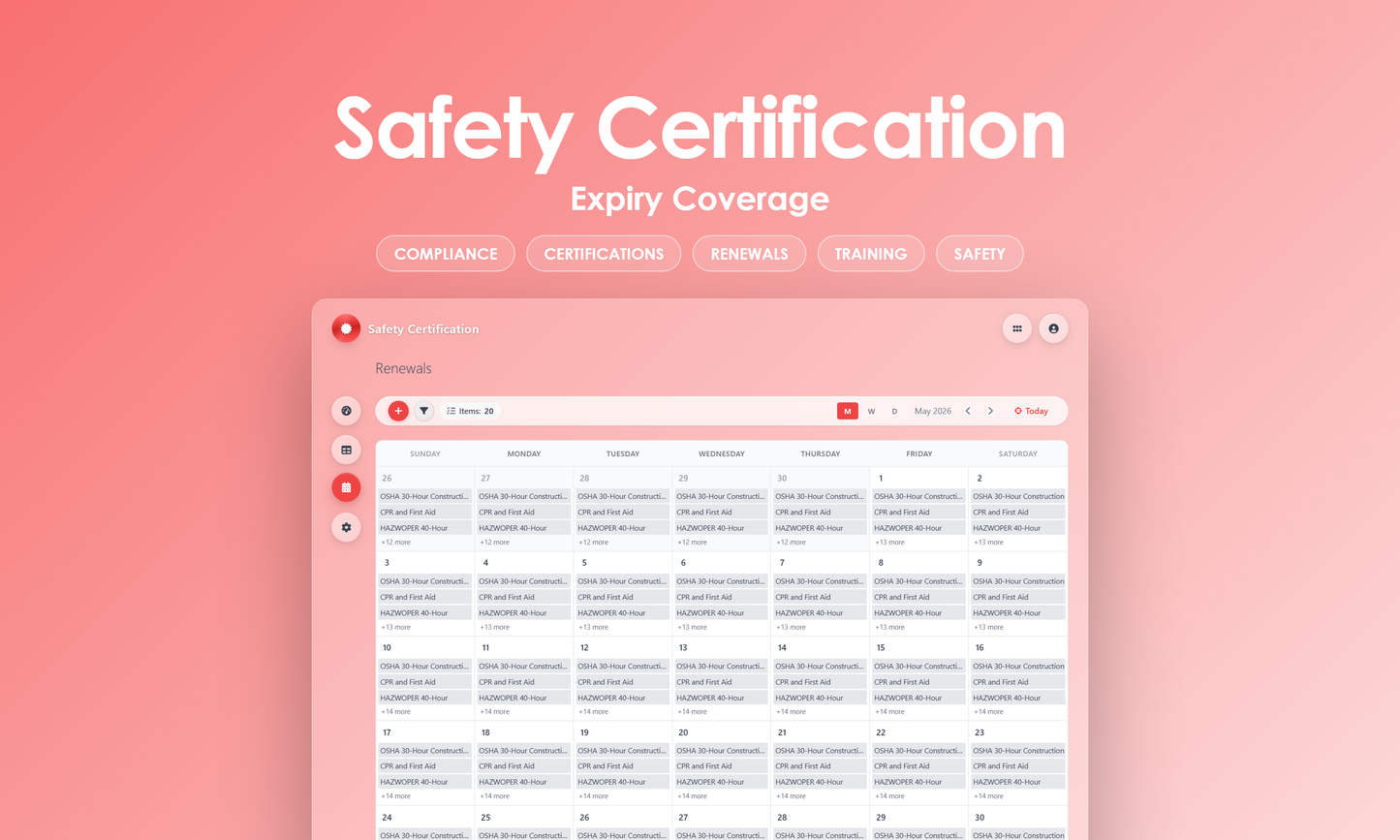 Safety Certification - Calendar