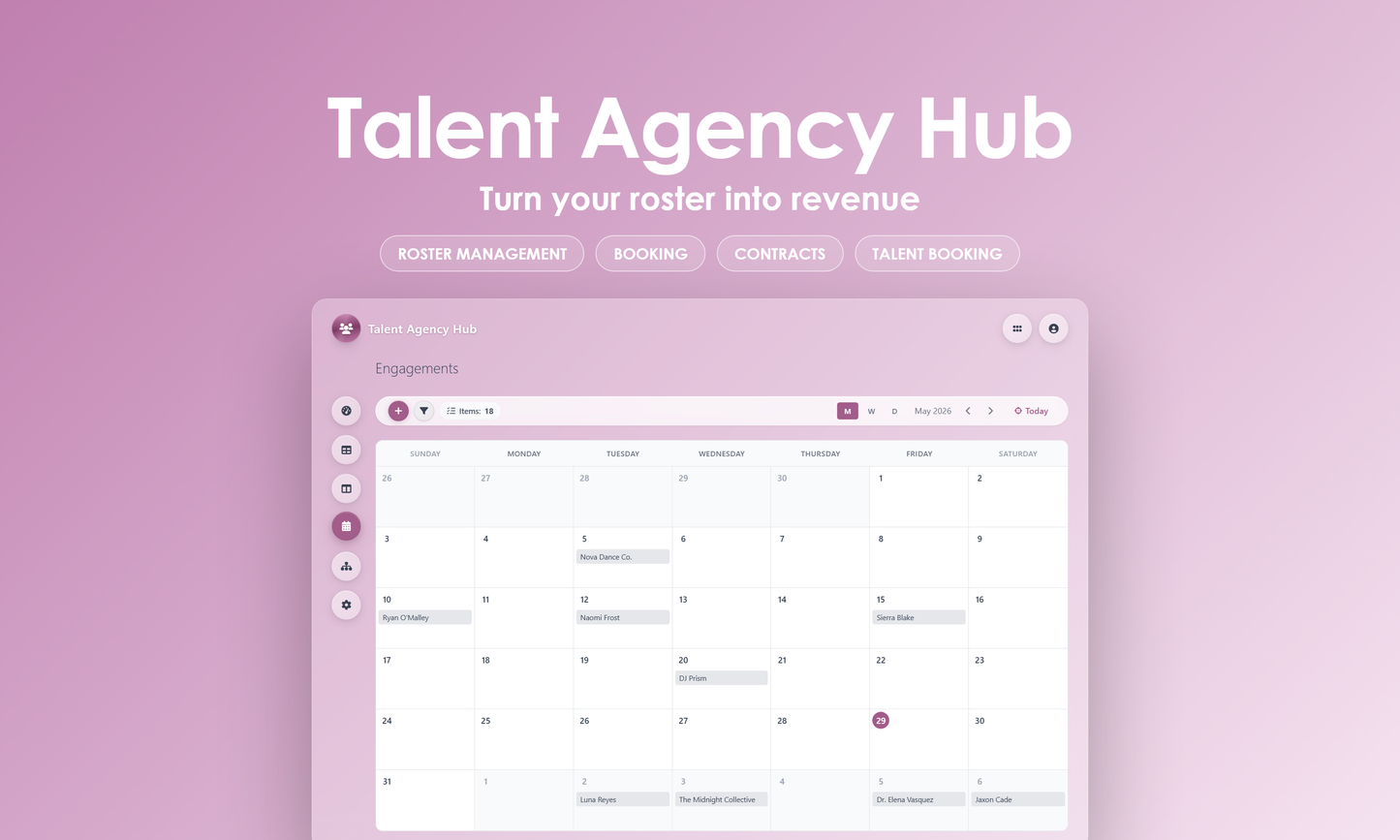 Talent Agency Hub - Calendar