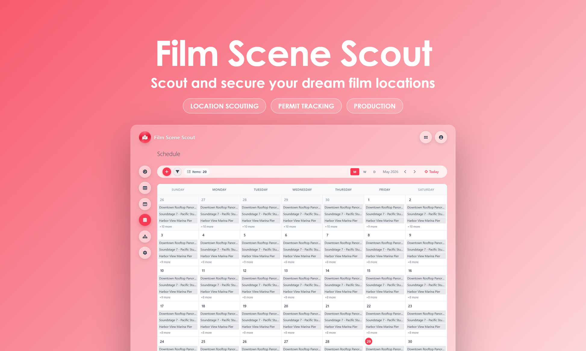 Film Scene Scout - Calendar
