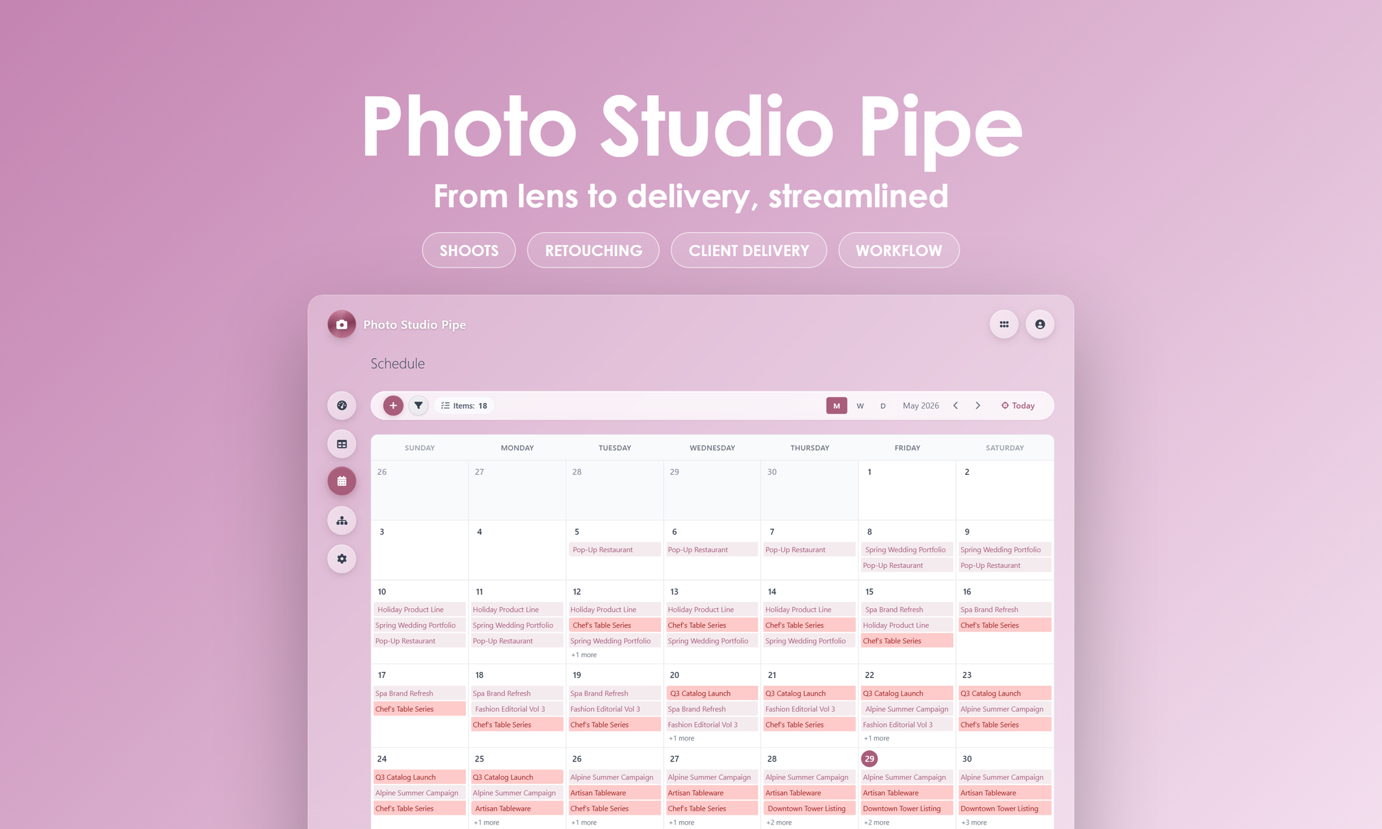 Photo Studio Pipe - Calendar