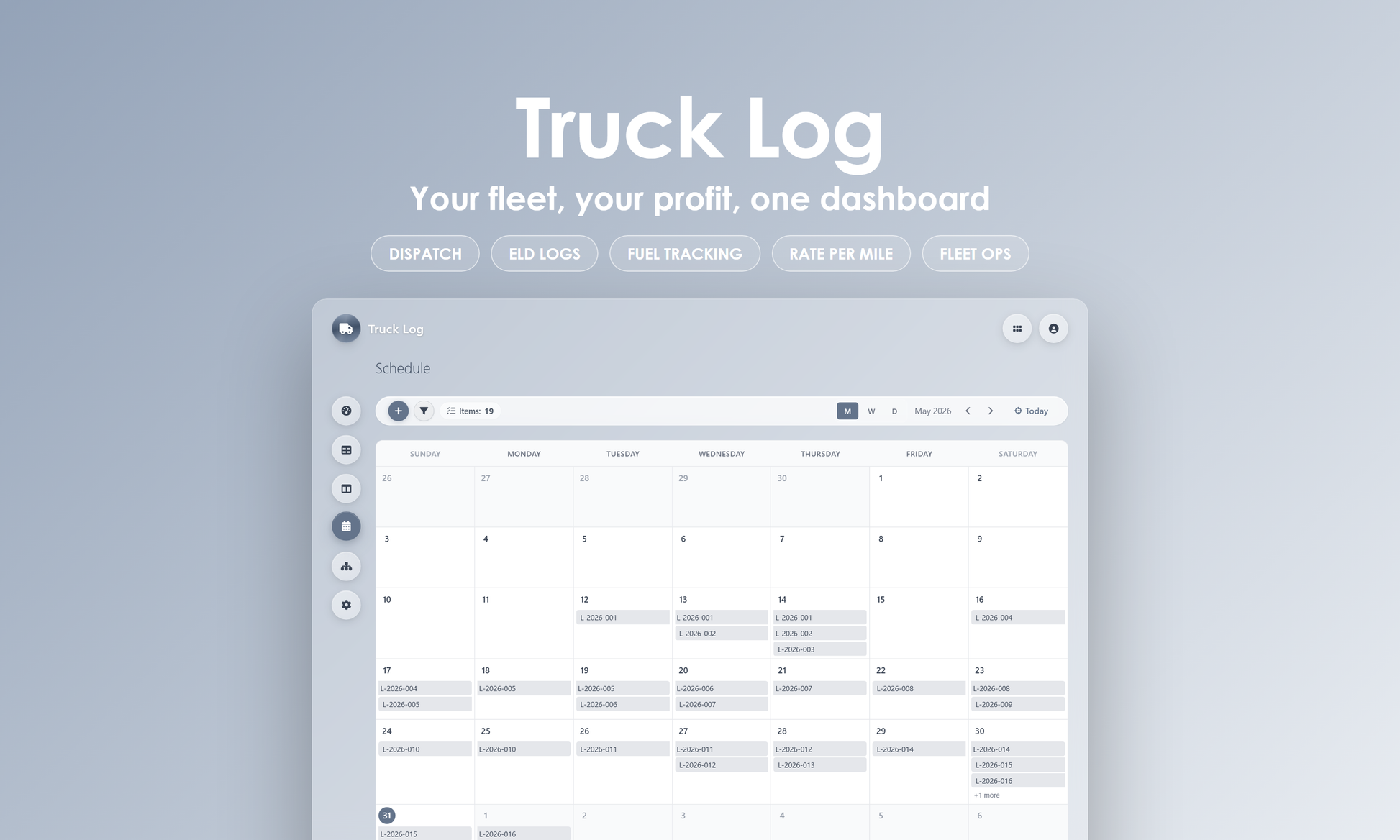 Truck Log - Calendar