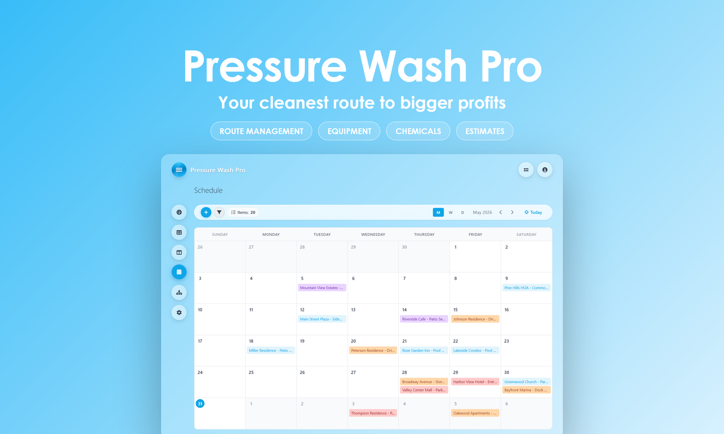 Pressure Wash Pro - Calendar