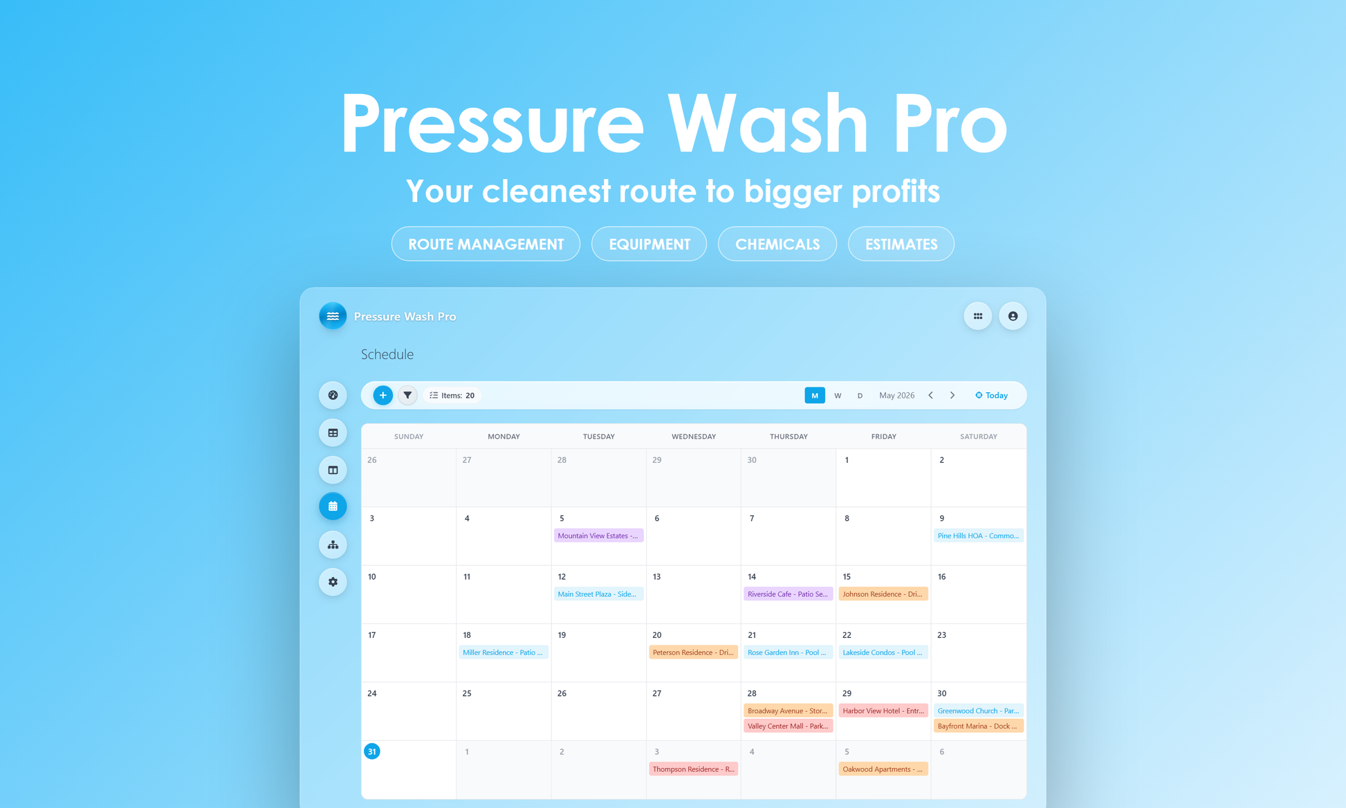 Pressure Wash Pro - Calendar