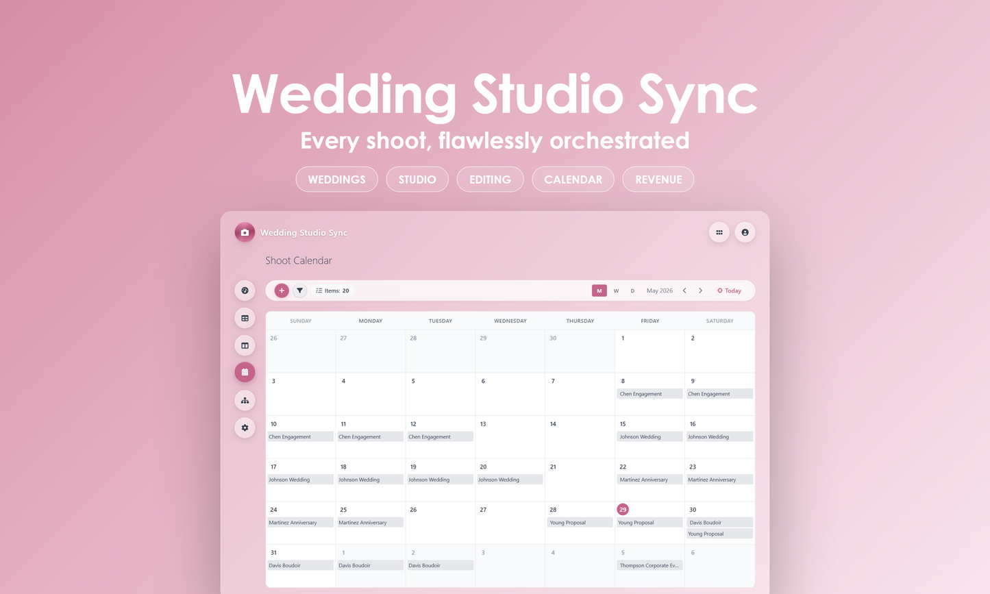 Wedding Studio Sync - Calendar