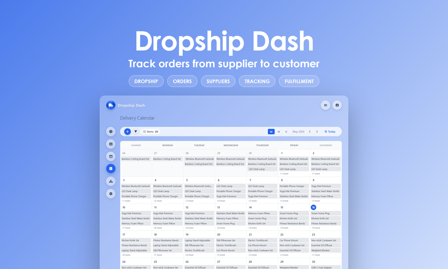 Dropship Dash - Calendar