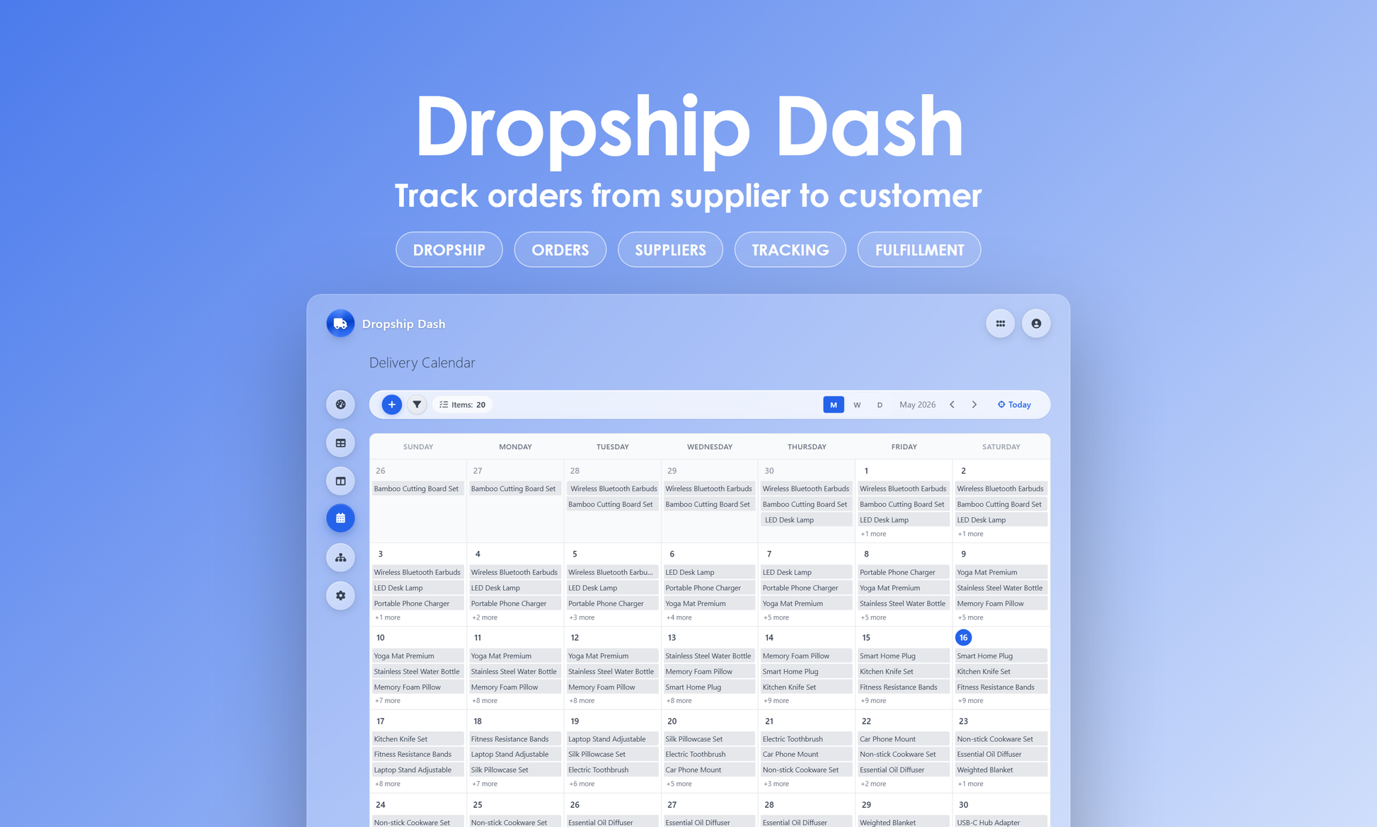 Dropship Dash - Calendar