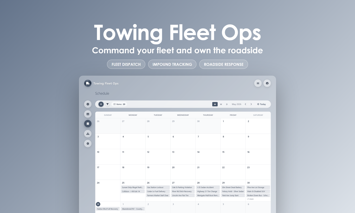 Towing Fleet Ops - Calendar