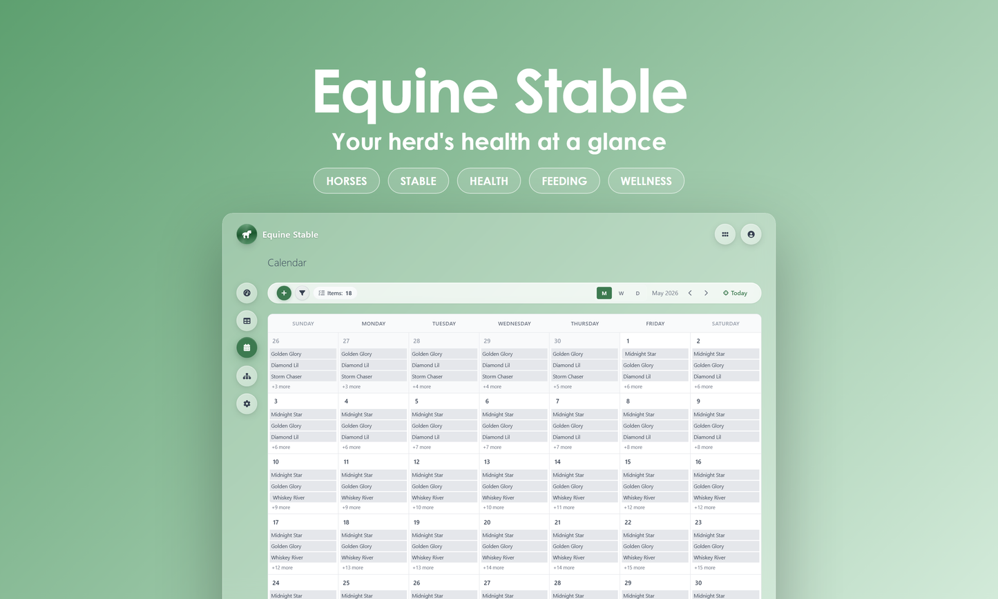 Equine Stable - Calendar