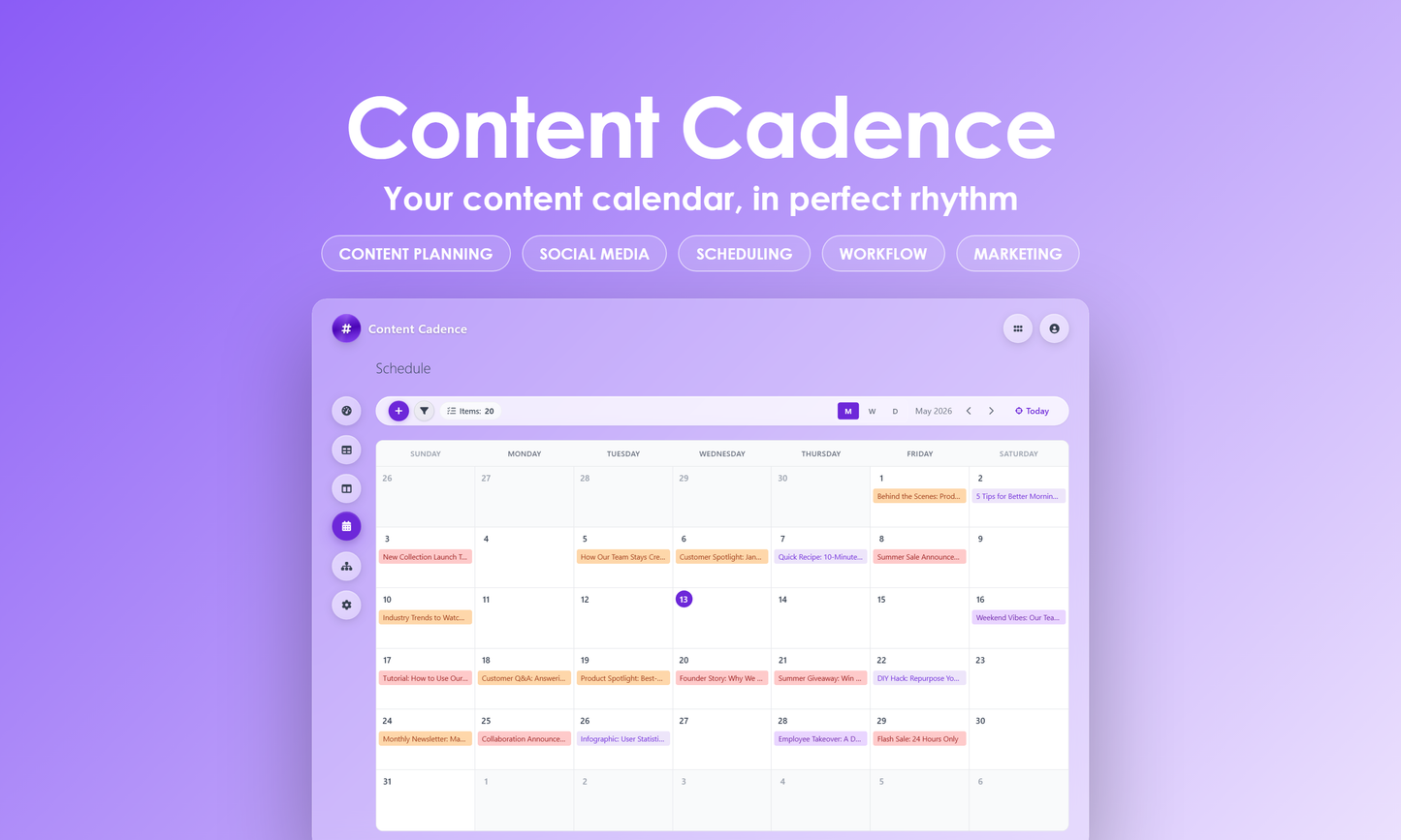 Content Cadence - calendar
