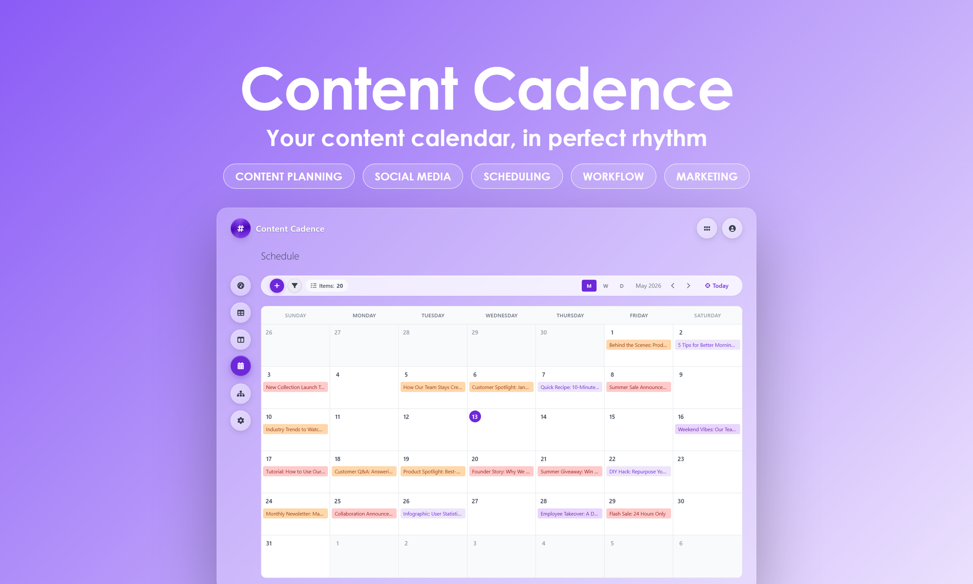 Content Cadence - calendar