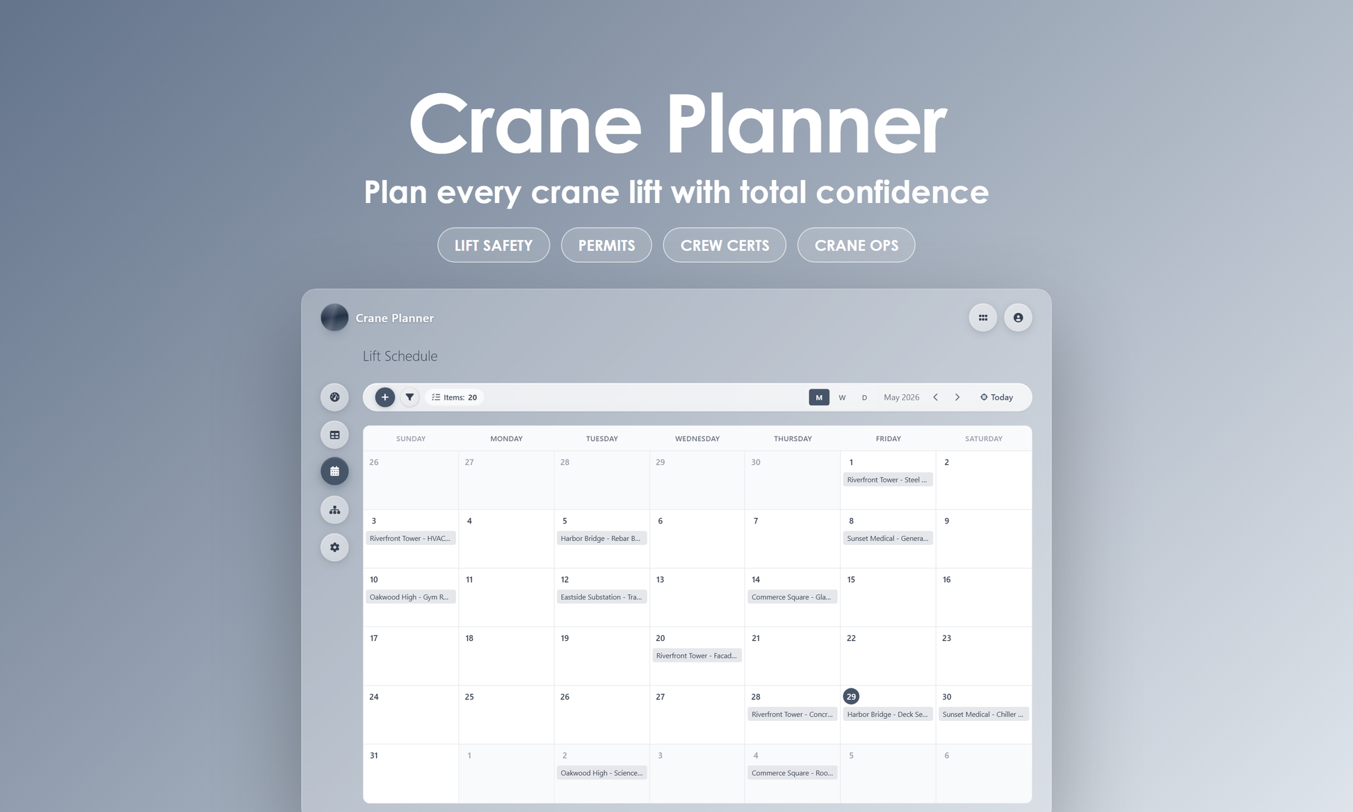 Crane Planner - Calendar