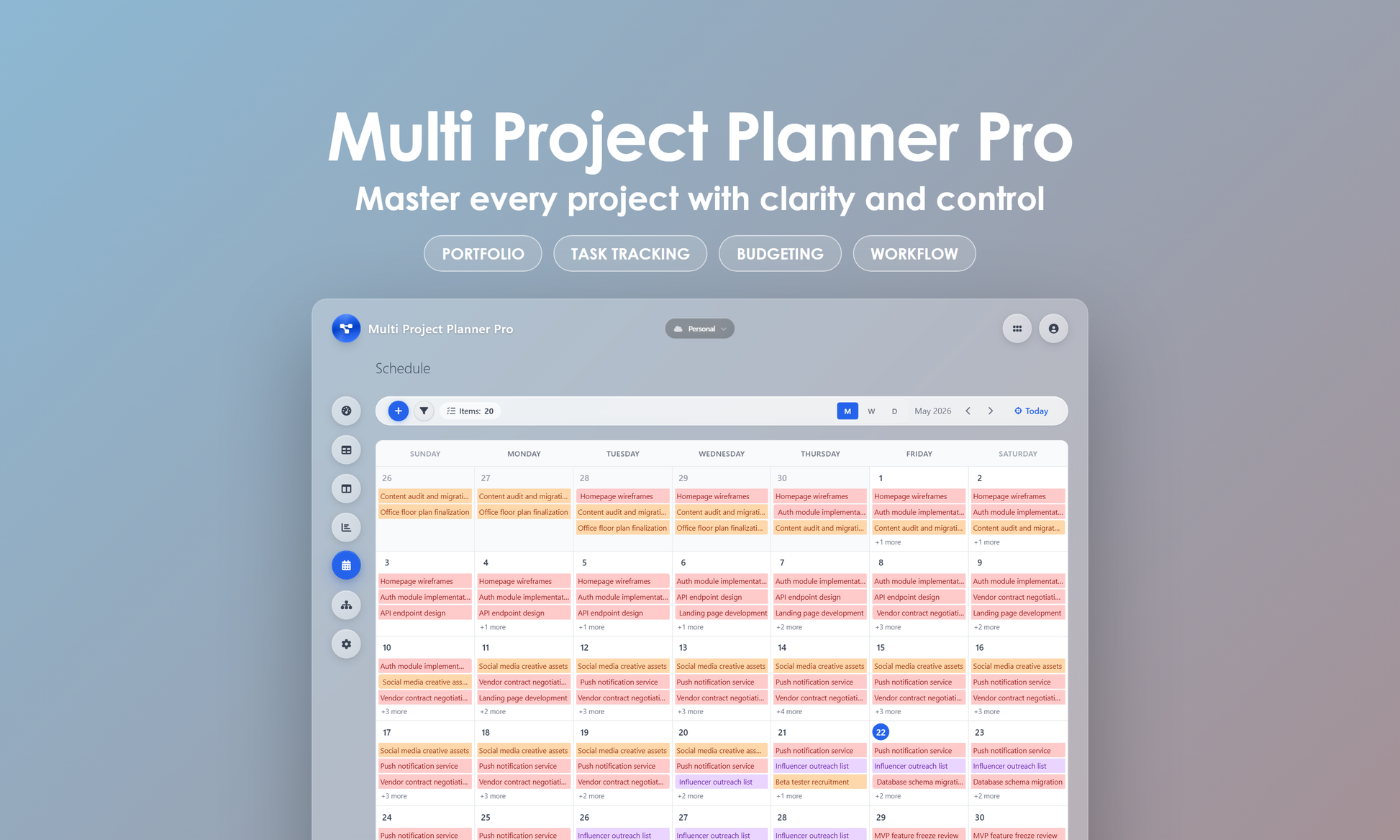 Multi Project Planner Pro - Calendar