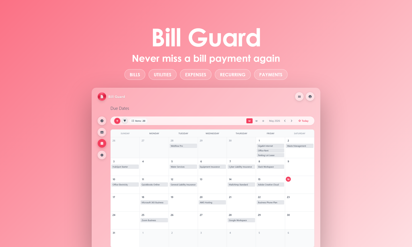 Bill Guard - Calendar