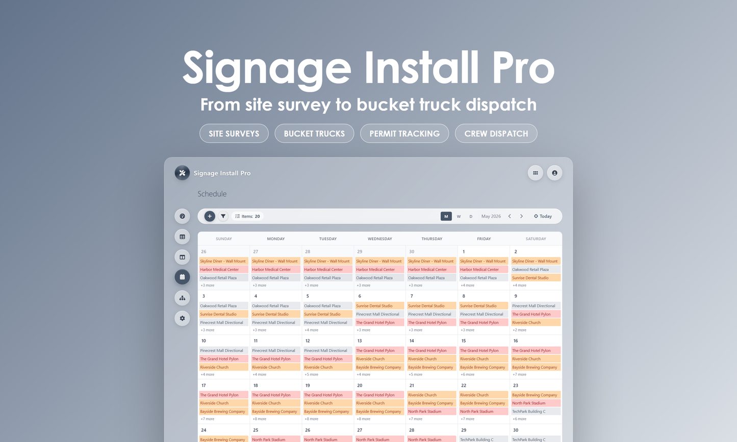 Signage Install Pro - Calendar