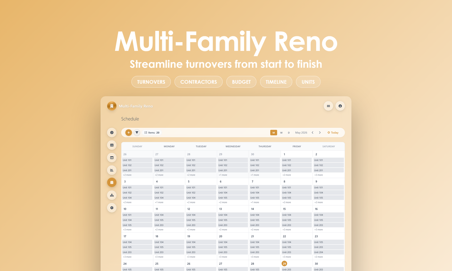 Multi-Family Reno - Calendar