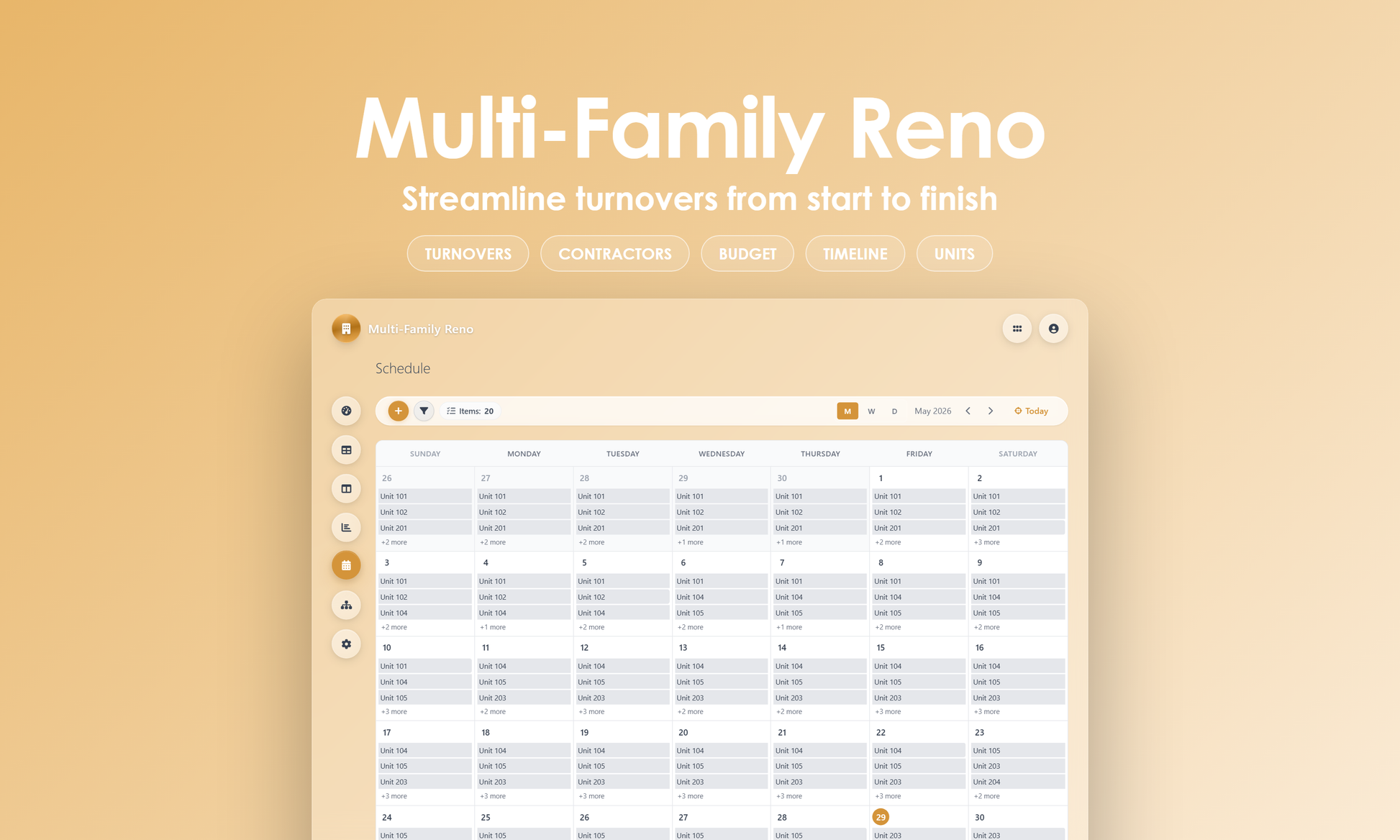 Multi-Family Reno - Calendar