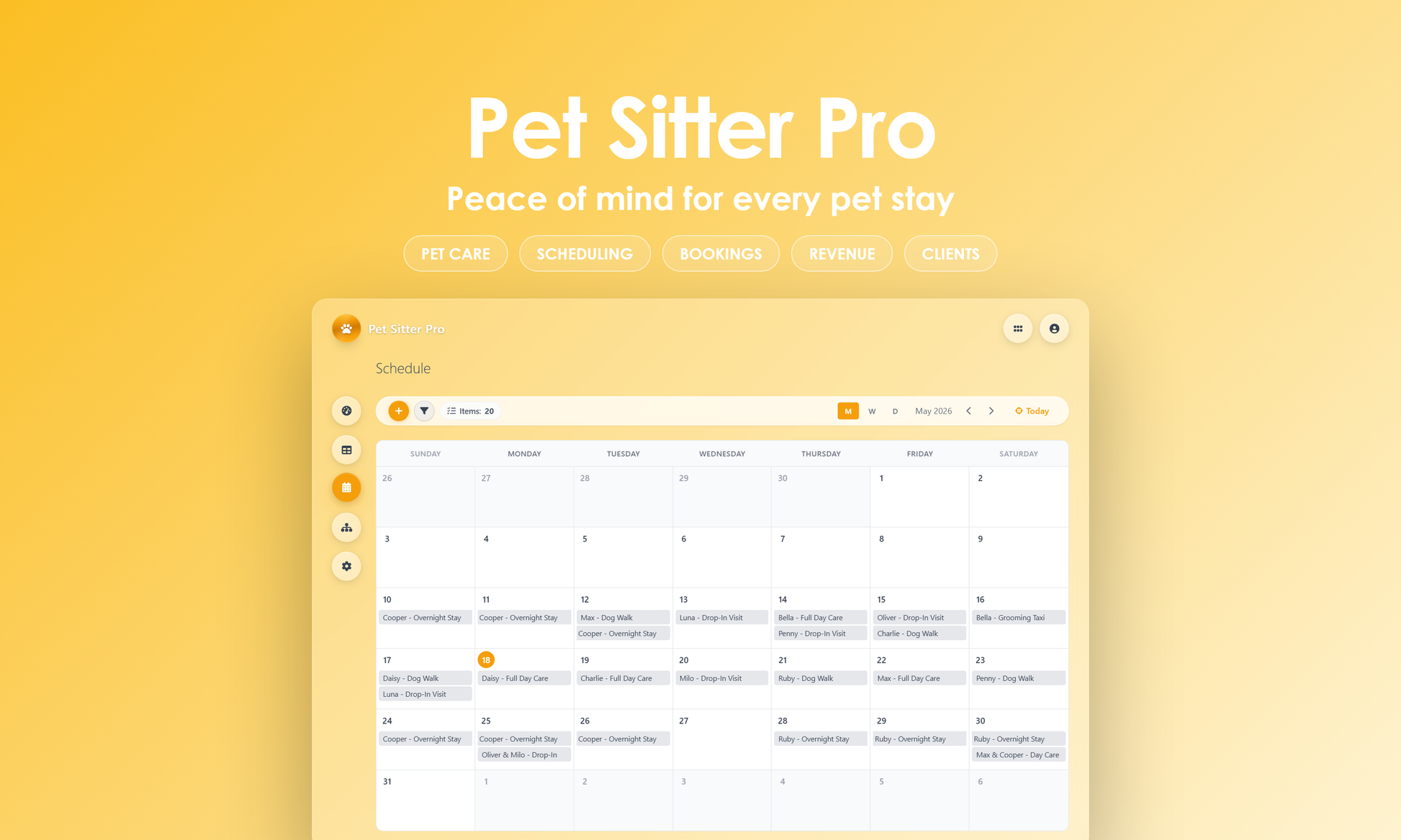 Pet Sitter Pro - Calendar