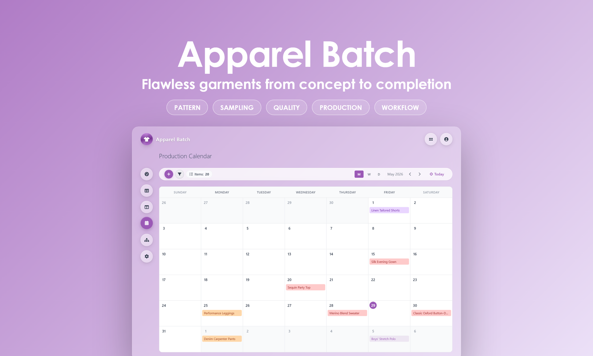 Apparel Batch - Calendar