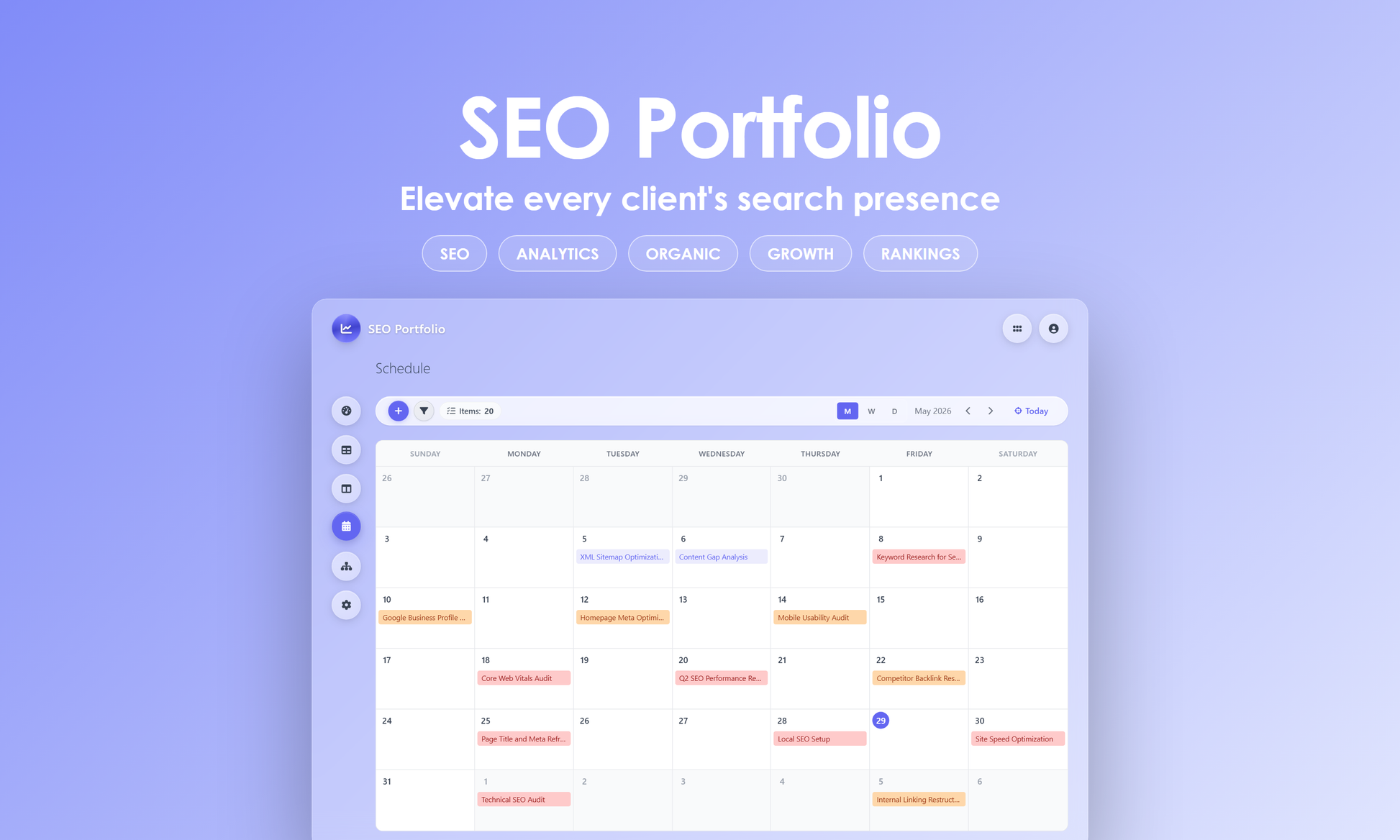 SEO Portfolio - Calendar