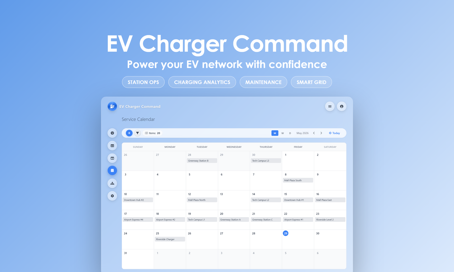 EV Charger Command - Calendar