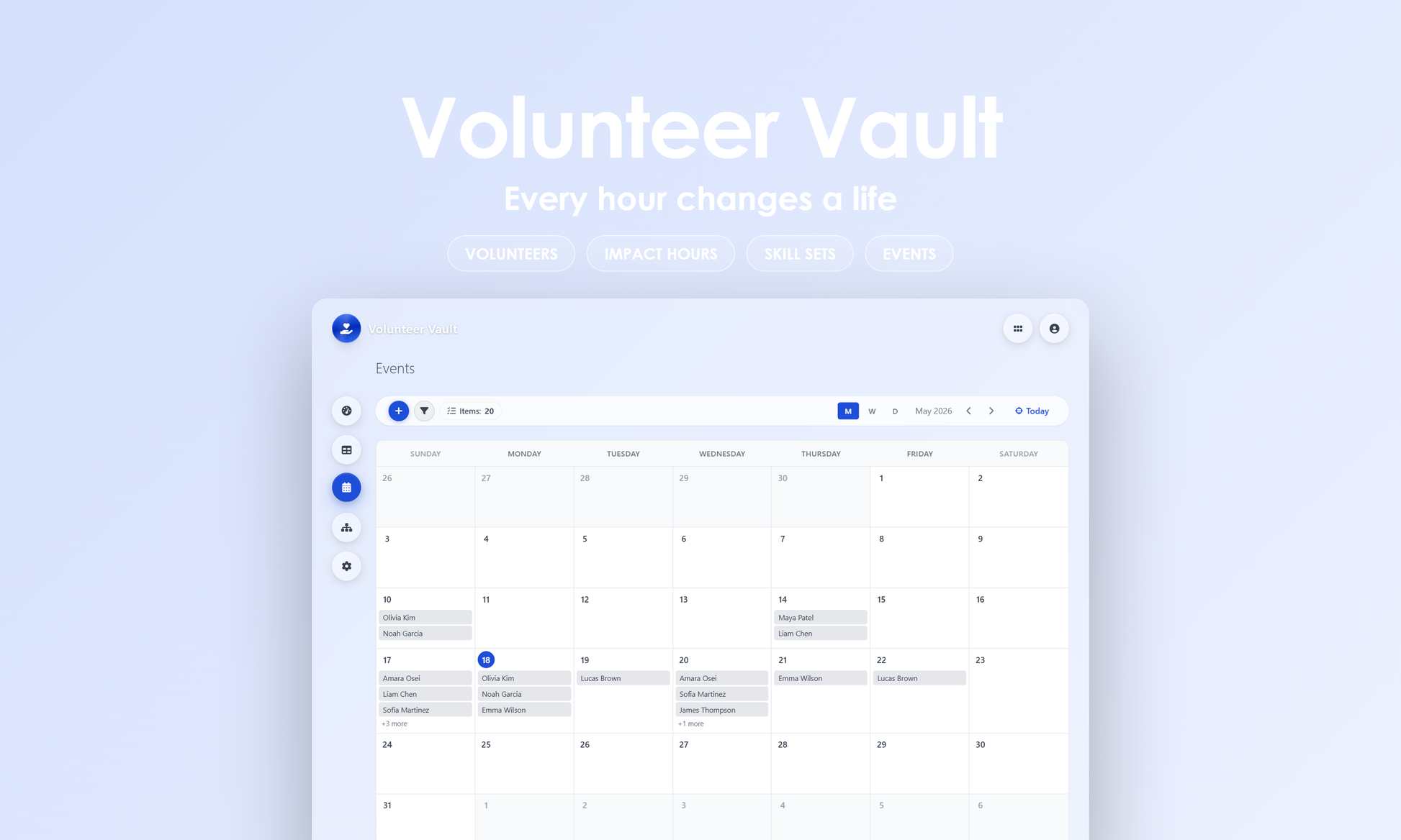 Volunteer Vault - Calendar