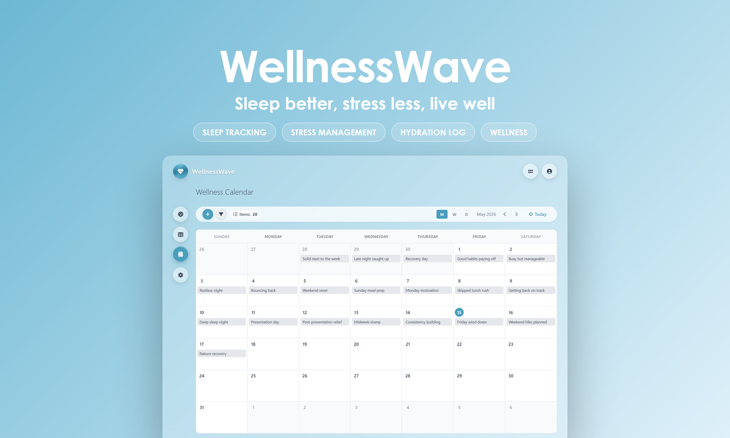 WellnessWave - Calendar
