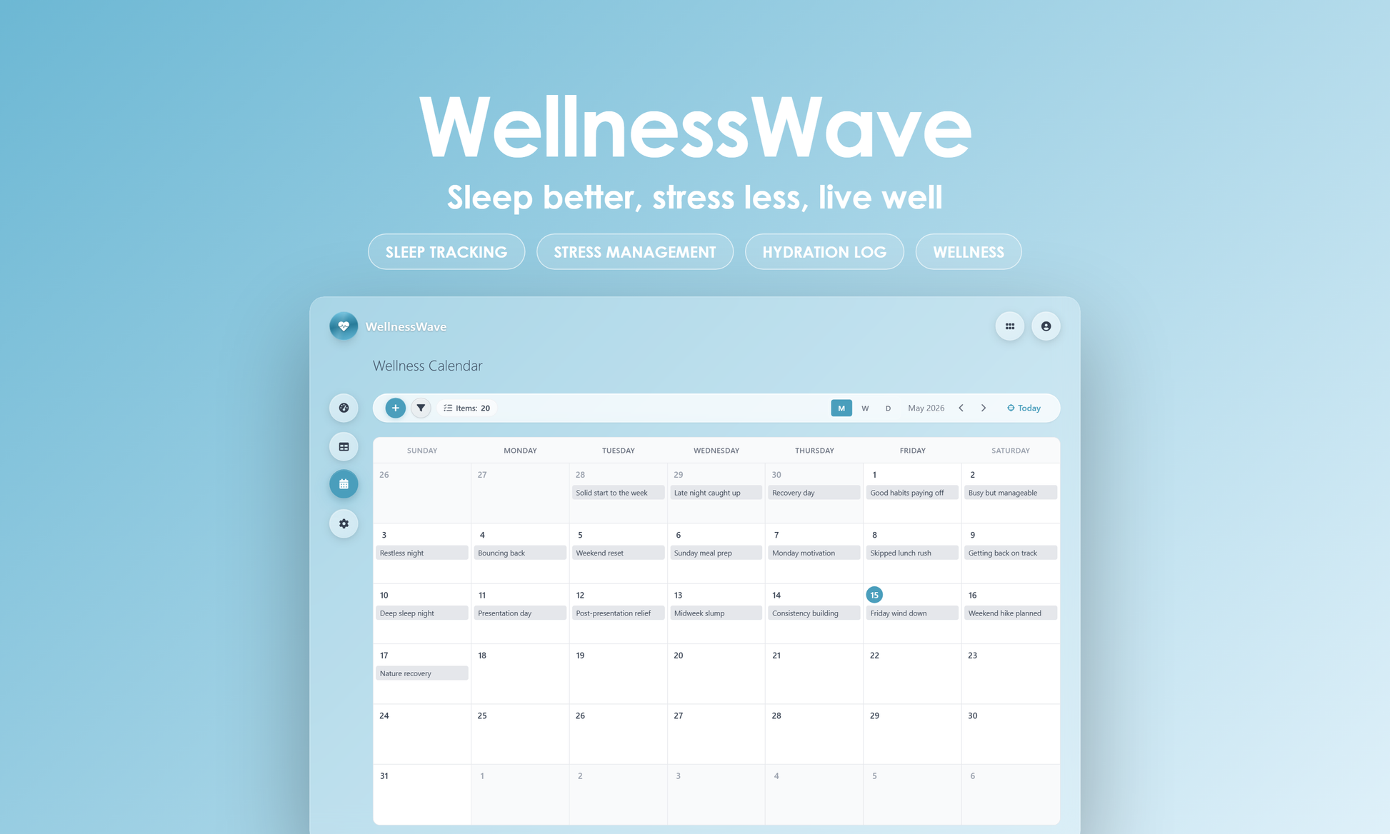 WellnessWave - Calendar