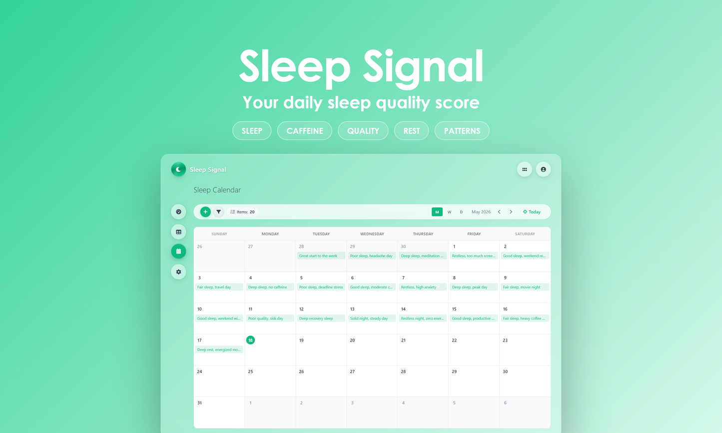 Sleep Signal - Calendar