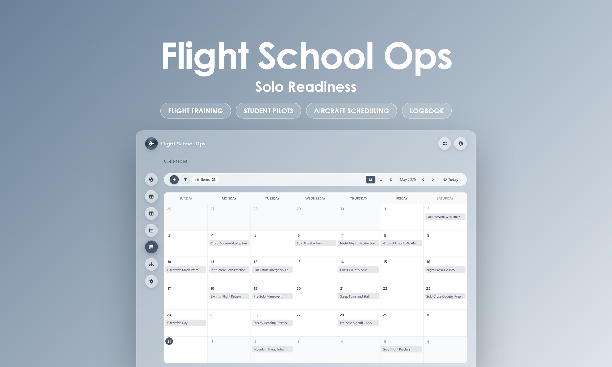 Flight School Ops - Calendar