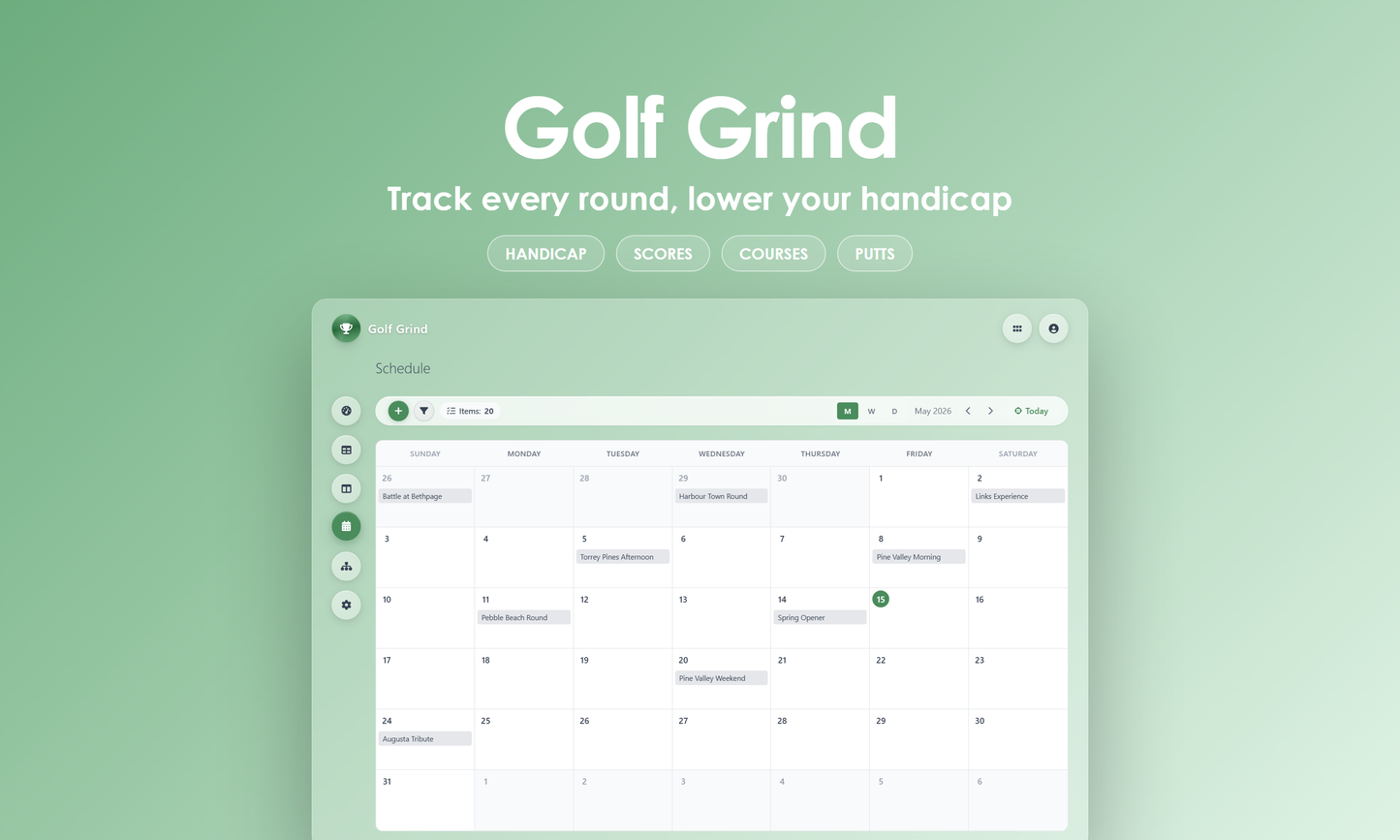 Golf Grind - Calendar