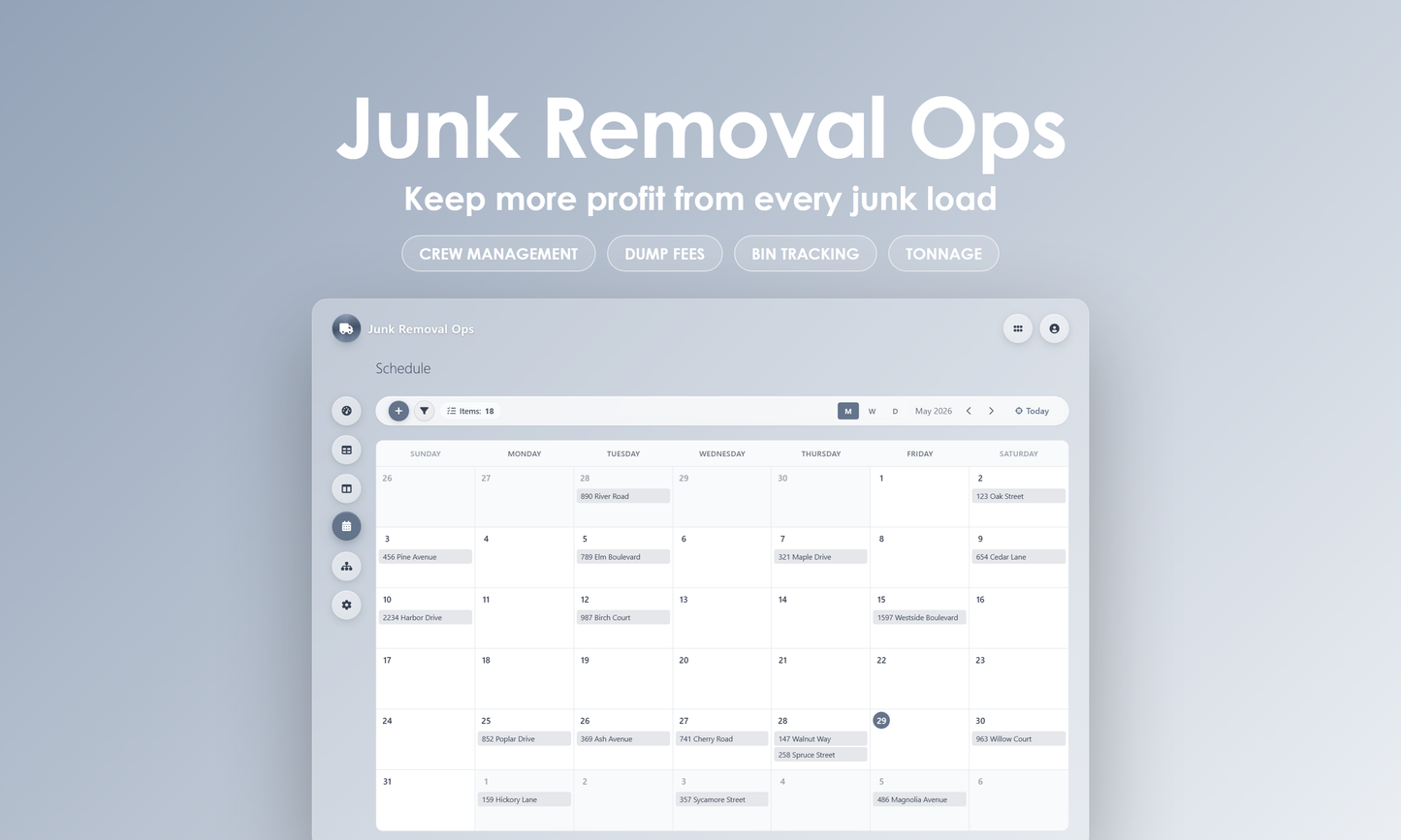 Junk Removal Ops - Calendar