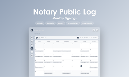 Notary Public Log - Calendar