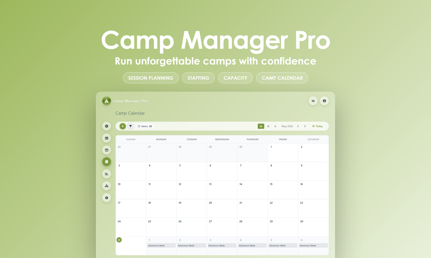 Camp Manager Pro - Calendar