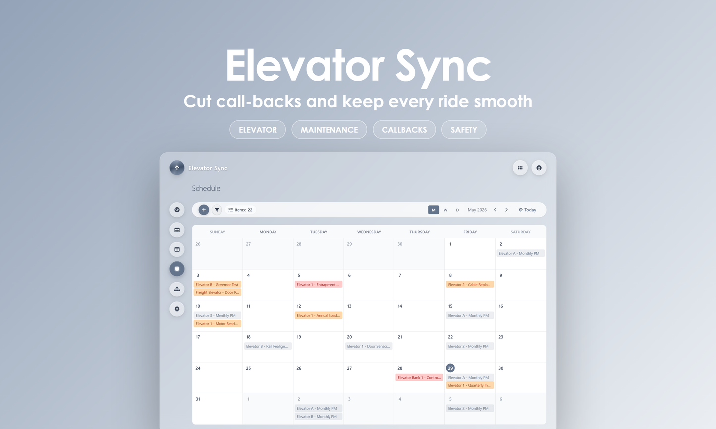Elevator Sync - Calendar