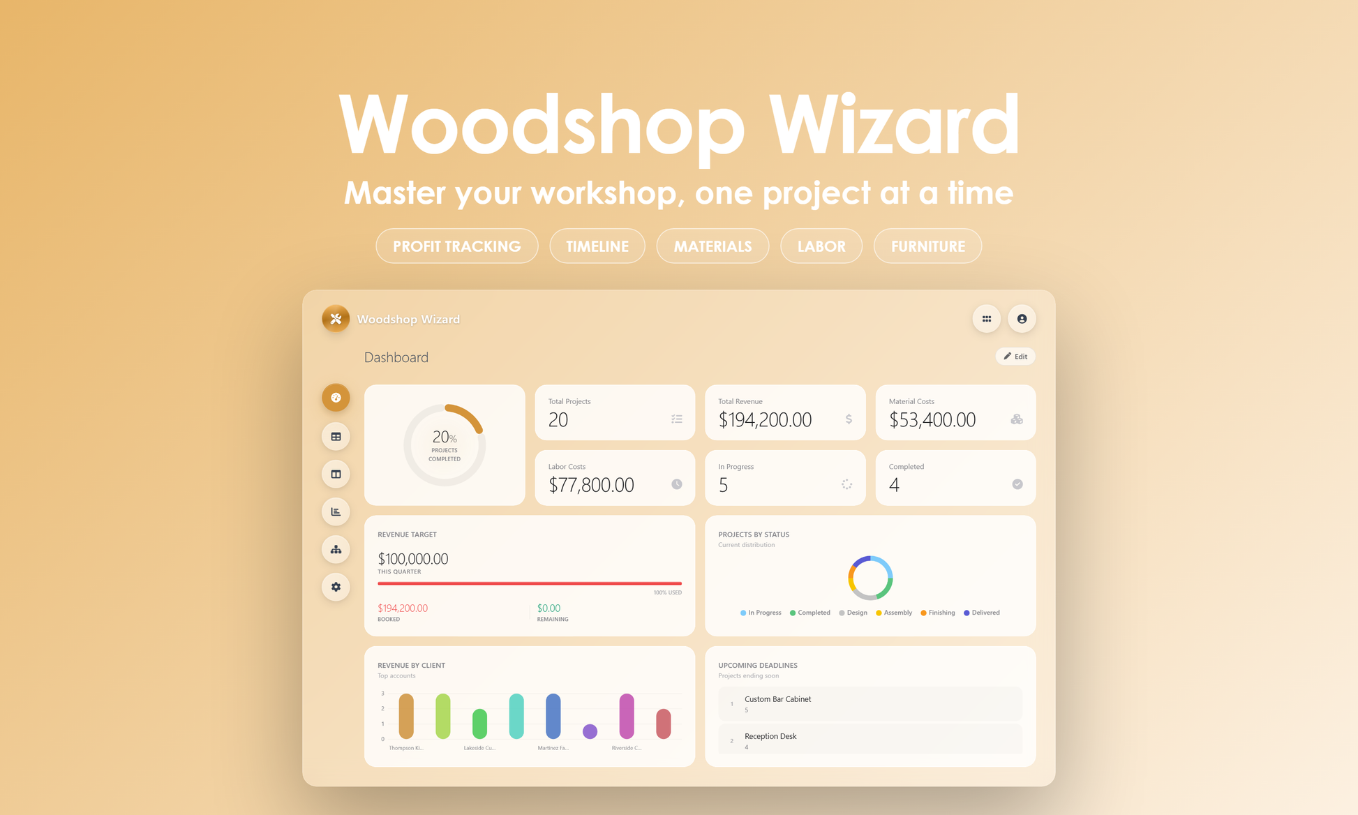 Woodshop Wizard - Dashboard