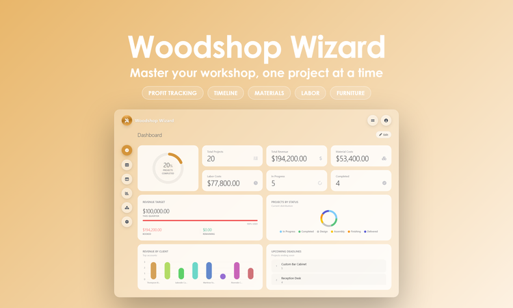 Woodshop Wizard - Dashboard