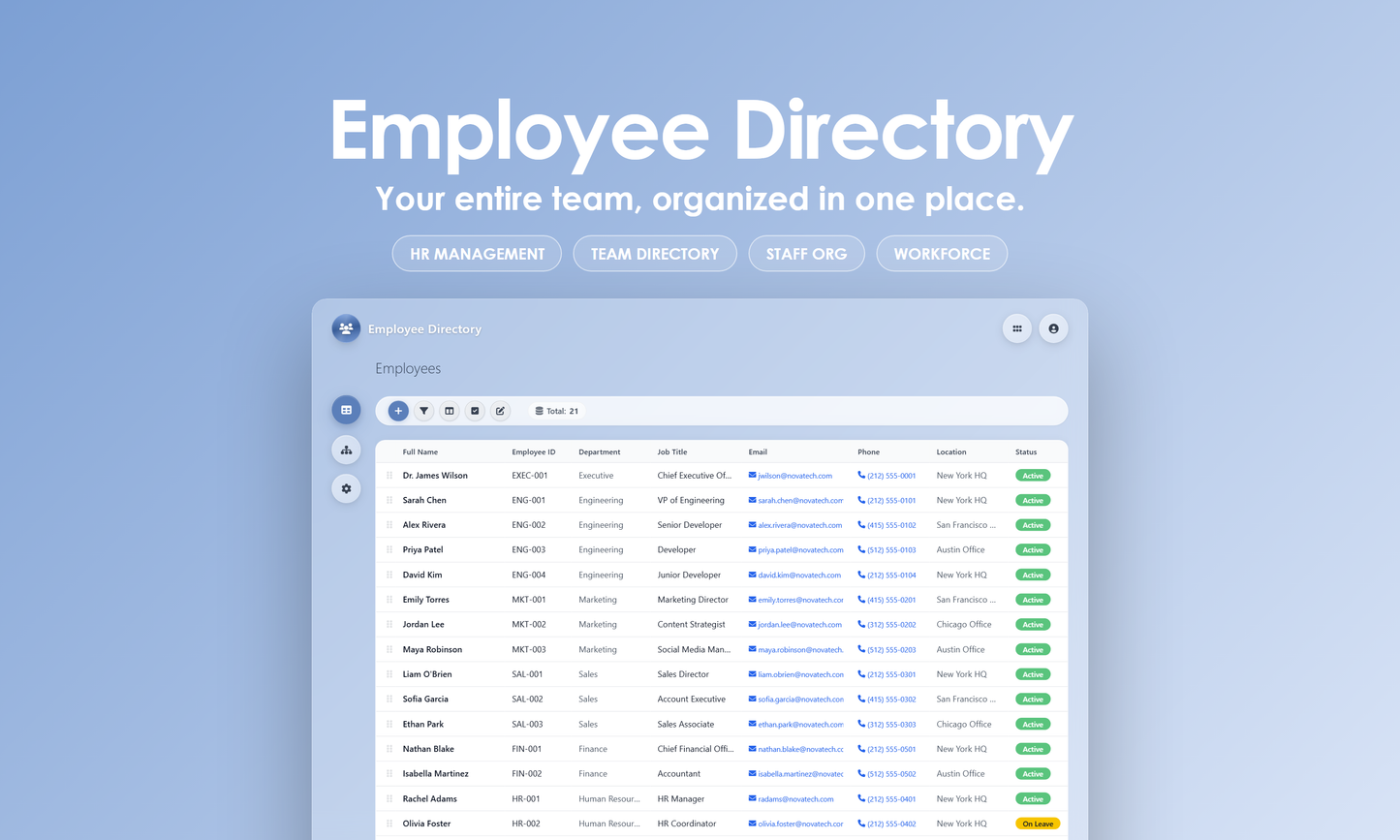 Employee Directory - Dashboard