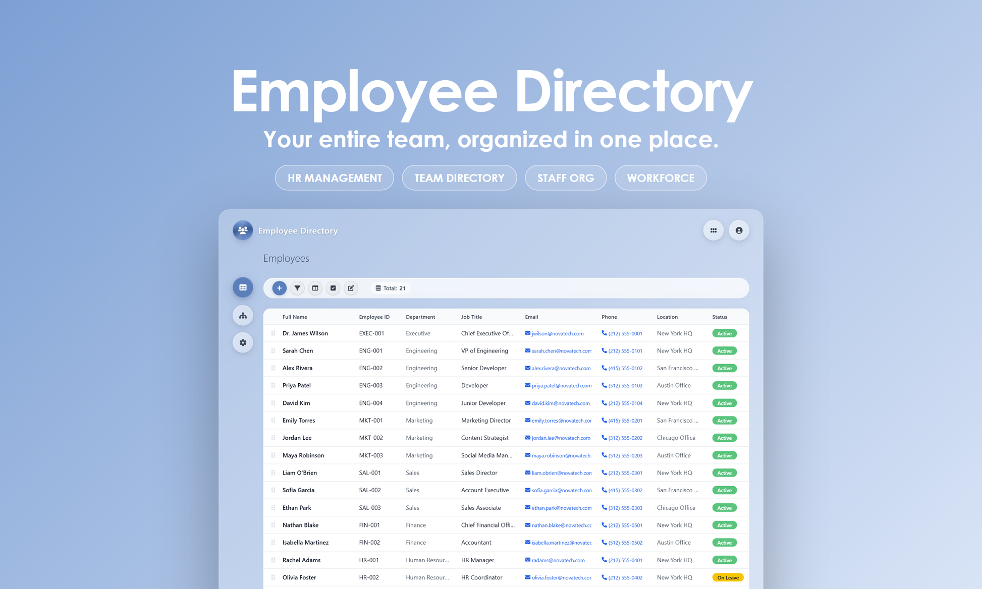 Employee Directory - Dashboard
