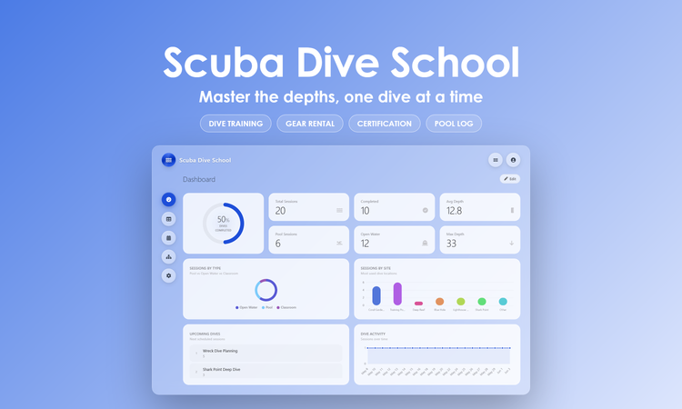 Scuba Dive School - Dashboard